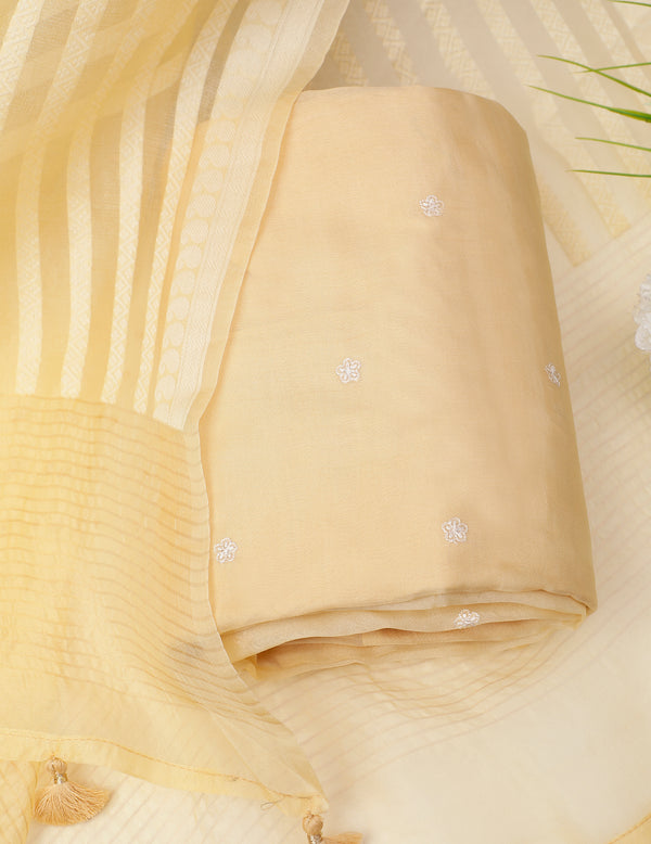 Simple light yellow embroidered dress